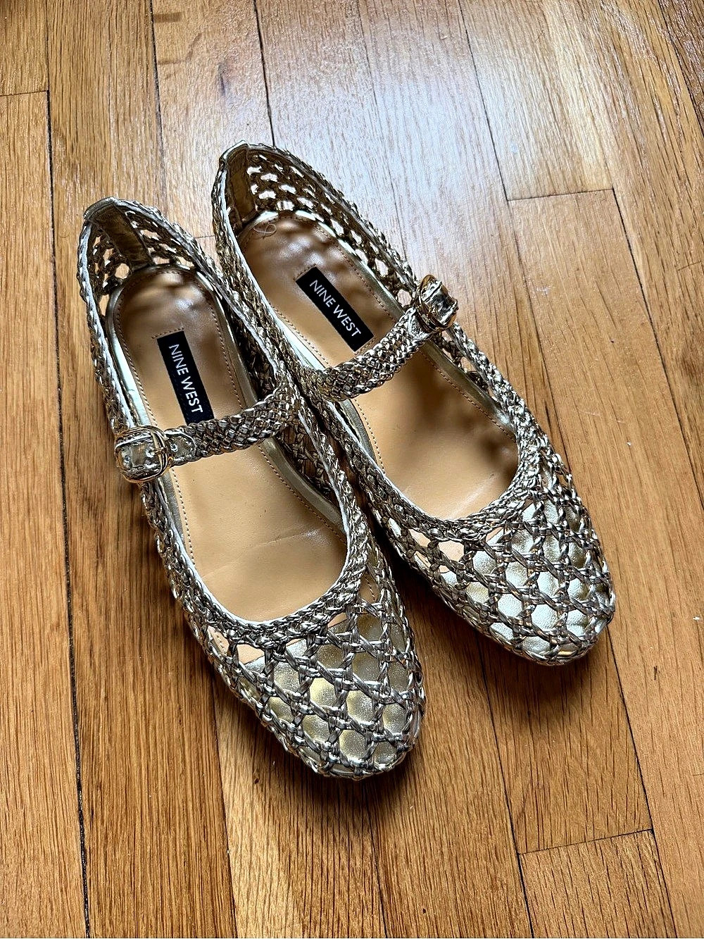 Nine West Halie Woven Mary Jane Flats - Gold